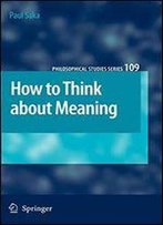 How To Think About Meaning (Philosophical Studies Series)